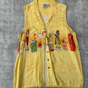 Big Dogs Womens 18/20 Vintage Floral Button Down Sleeveless Tank Top Hawaiian